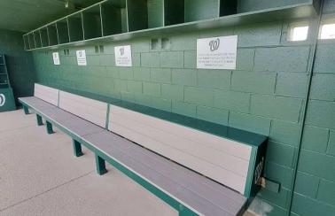 baseball dugout bench, dugout